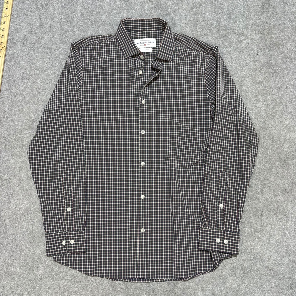 Mizzen + Main Leeward Collection Trim‎ Fit Dress Shirt Mens XL Blue Red Check